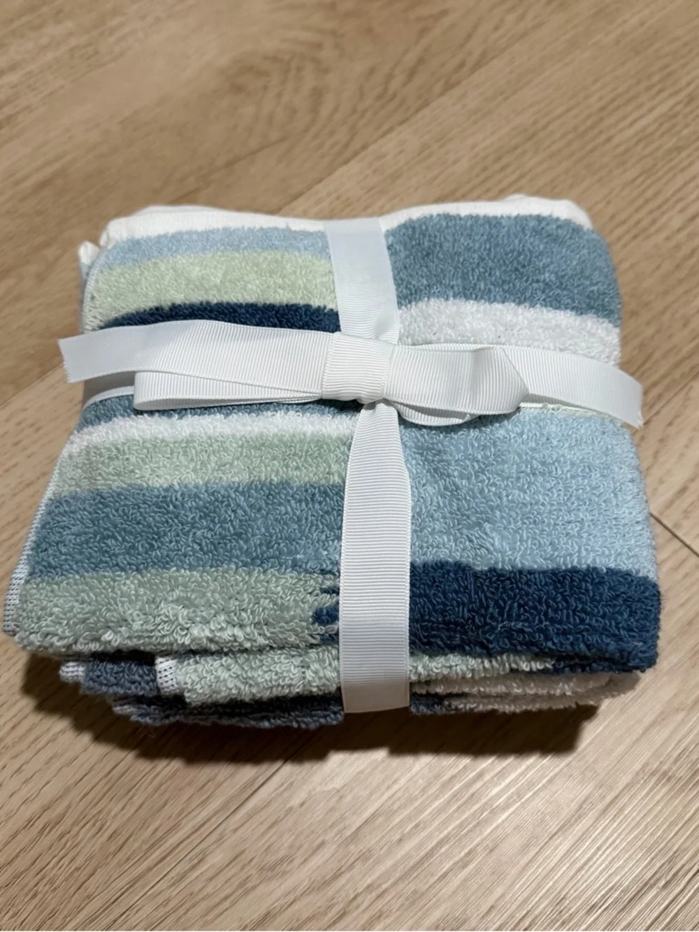 Striped Blue & Green Bath Wash Clothes